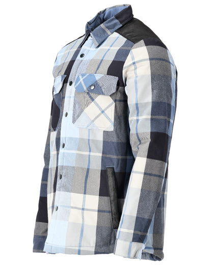 Dark Navy Checked Coloured Mascot Workwear Mens Customized Shirt With Pile Lining on white background 