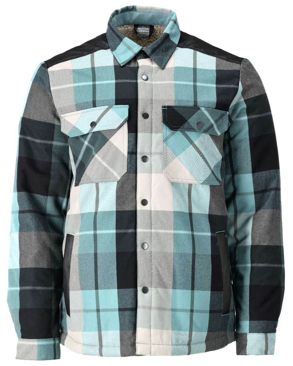 Forest Green Checked Coloured Mascot Workwear Mens Customized Shirt With Pile Lining on white background 