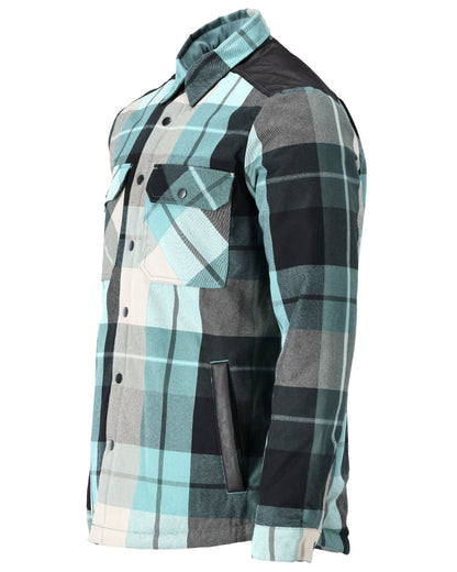 Forest Green Checked Coloured Mascot Workwear Mens Customized Shirt With Pile Lining on white background 