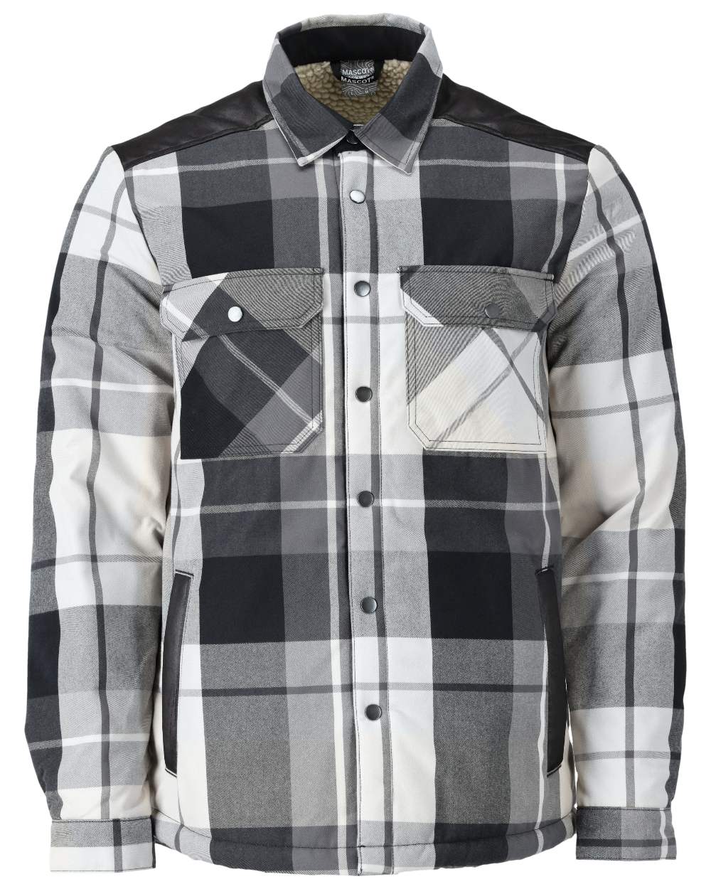 Stone Grey Checked Coloured Mascot Workwear Mens Customized Shirt With Pile Lining on white background 