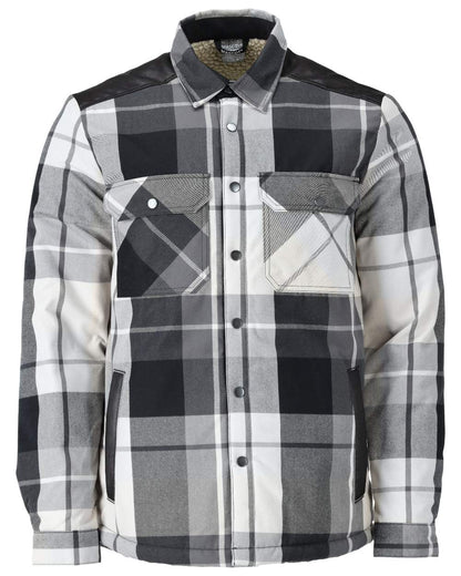Stone Grey Checked Coloured Mascot Workwear Mens Customized Shirt With Pile Lining on white background 