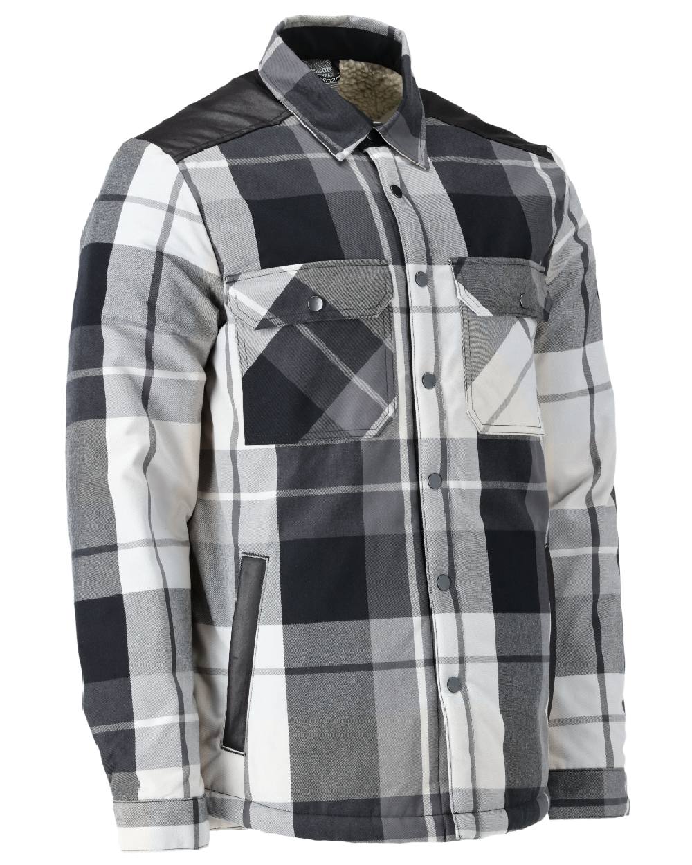 Stone Grey Checked Coloured Mascot Workwear Mens Customized Shirt With Pile Lining on white background 
