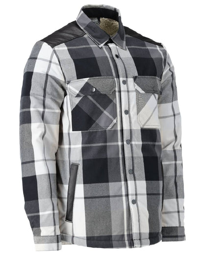 Stone Grey Checked Coloured Mascot Workwear Mens Customized Shirt With Pile Lining on white background 