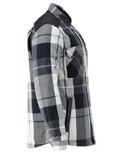 Stone Grey Checked Coloured Mascot Workwear Mens Customized Shirt With Pile Lining on white background 