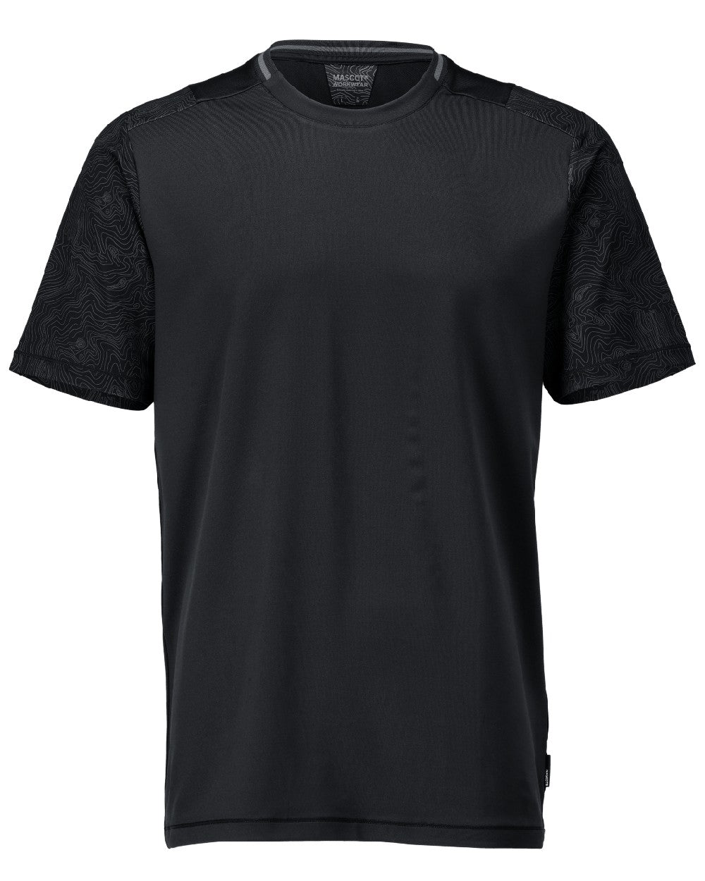 Black Coloured Mascot Workwear Mens Customized Short Sleeve T-Shirt on white background 