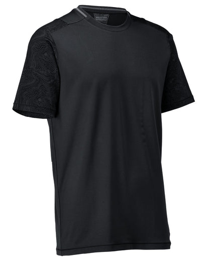Black Coloured Mascot Workwear Mens Customized Short Sleeve T-Shirt on white background 