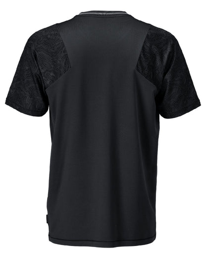 Black Coloured Mascot Workwear Mens Customized Short Sleeve T-Shirt on white background 