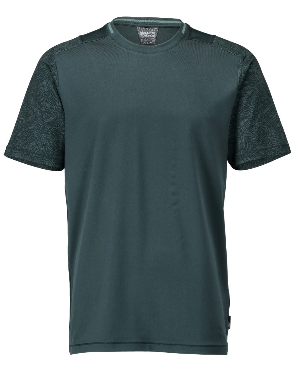 Forest Green Coloured Mascot Workwear Mens Customized Short Sleeve T-Shirt on white background 