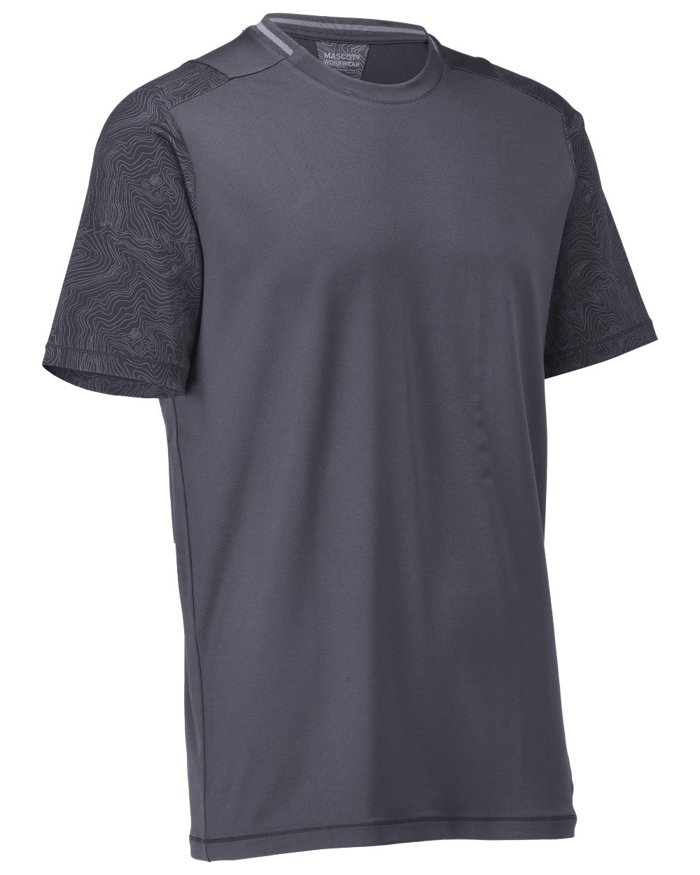 Stone Grey Coloured Mascot Workwear Mens Customized Short Sleeve T-Shirt on white background 