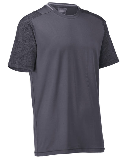 Stone Grey Coloured Mascot Workwear Mens Customized Short Sleeve T-Shirt on white background 