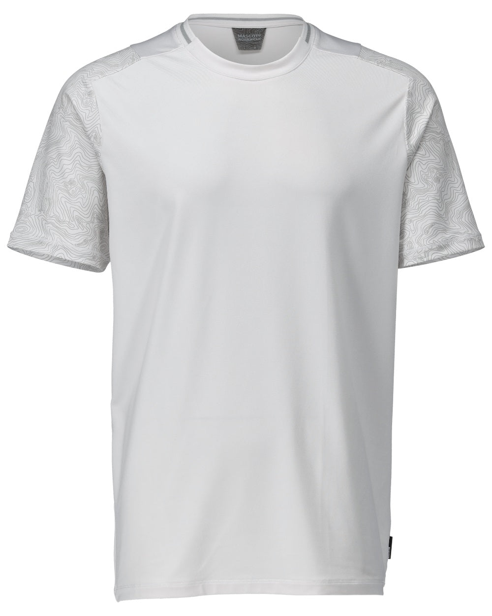 White Coloured Mascot Workwear Mens Customized Short Sleeve T-Shirt on white background 