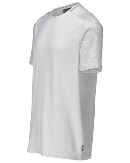 White Coloured Mascot Workwear Mens Customized Short Sleeve T-Shirt on white background 