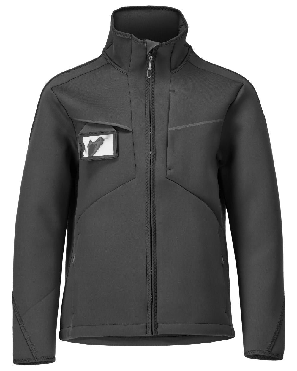 Black Coloured Mascot Workwear Mens Customized Softshell Jacket on white background 