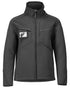 Black Coloured Mascot Workwear Mens Customized Softshell Jacket on white background 