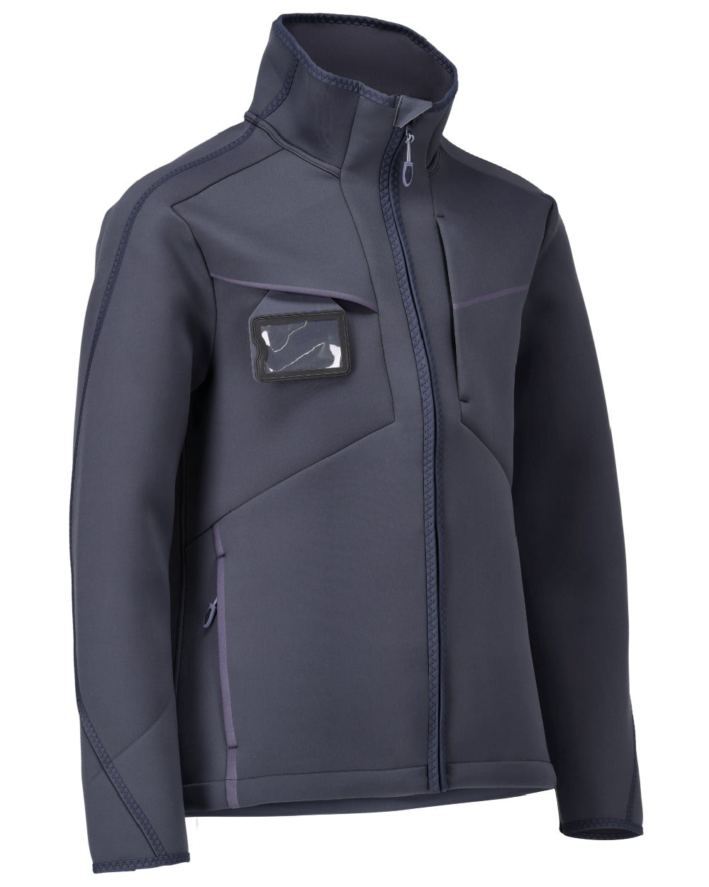Dark Navy Coloured Mascot Workwear Mens Customized Softshell Jacket on white background 