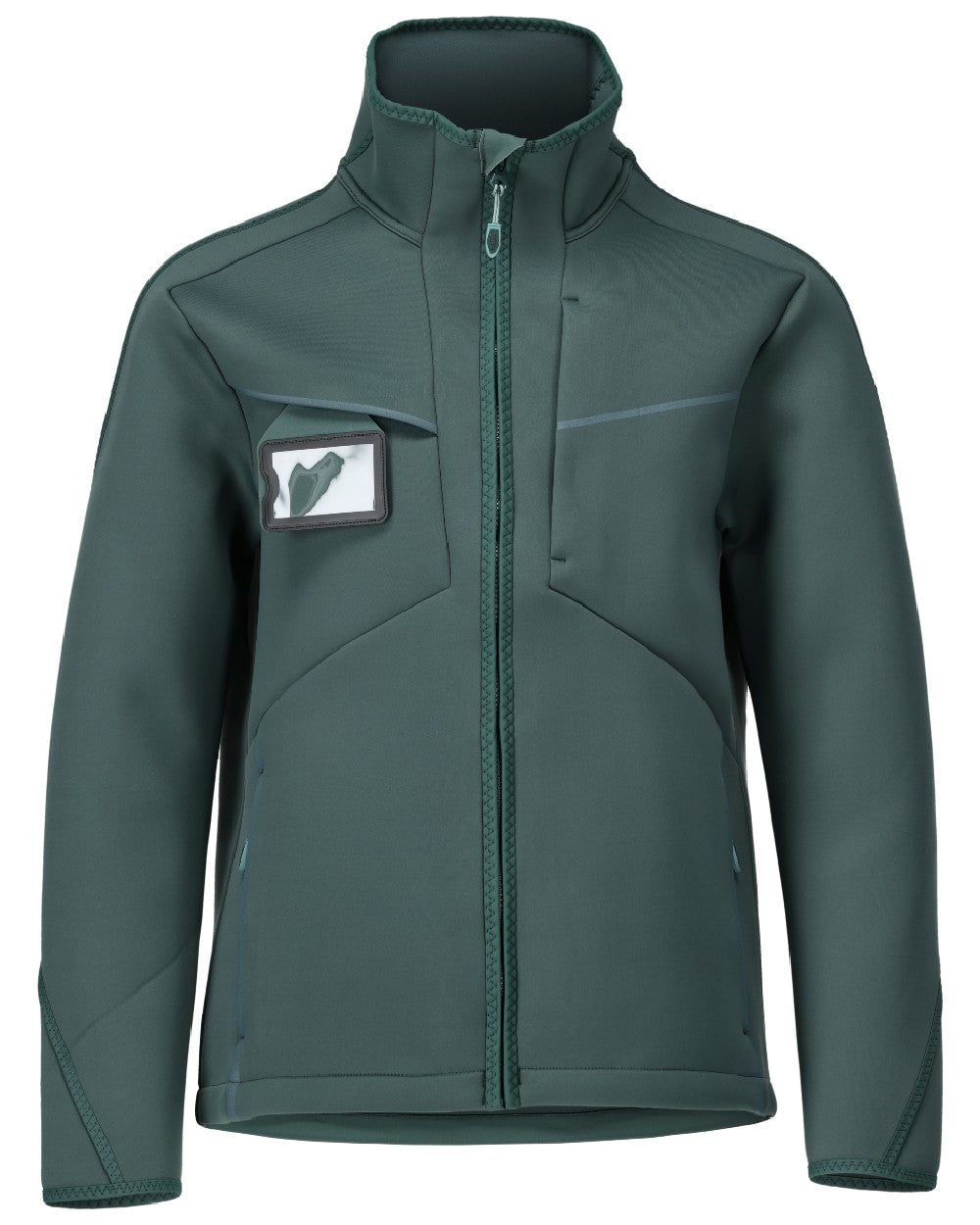 Forest Green Coloured Mascot Workwear Mens Customized Softshell Jacket on white background 