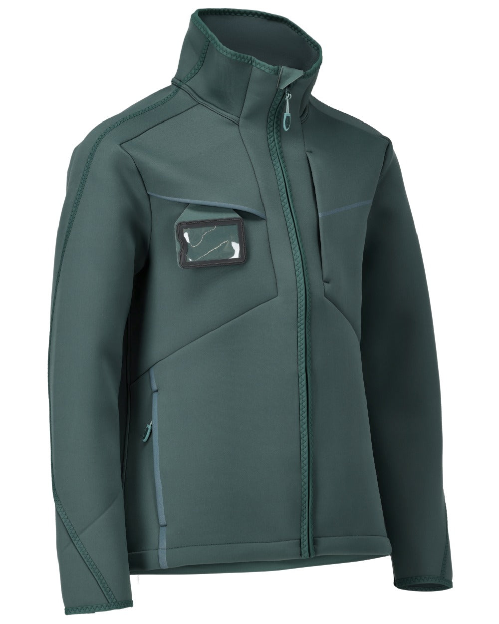 Forest Green Coloured Mascot Workwear Mens Customized Softshell Jacket on white background 