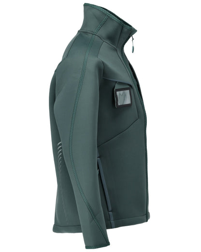 Forest Green Coloured Mascot Workwear Mens Customized Softshell Jacket on white background 
