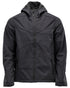 Black Coloured Mascot Workwear Mens Customized Softshell Jacket With Hood on white background 