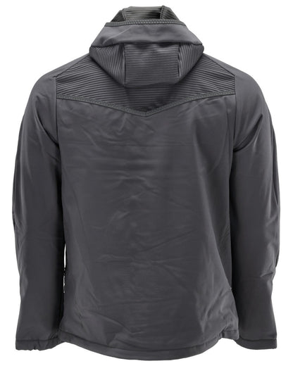 Stone Grey Coloured Mascot Workwear Mens Customized Softshell Jacket With Hood on white background 