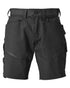 Black Coloured Mascot Workwear Mens Customized Stretch Zones Shorts on white background 
