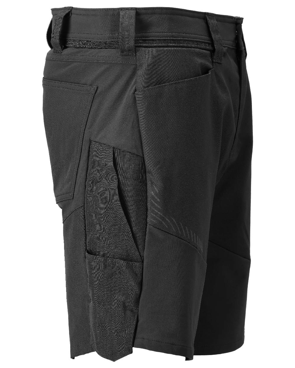 Black Coloured Mascot Workwear Mens Customized Stretch Zones Shorts on white background 
