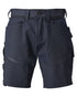 Dark Navy Coloured Mascot Workwear Mens Customized Stretch Zones Shorts on white background 