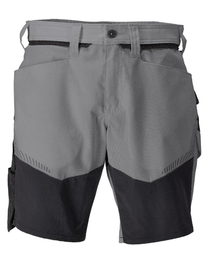 Stone Grey Black Coloured Mascot Workwear Mens Customized Stretch Zones Shorts on white background 