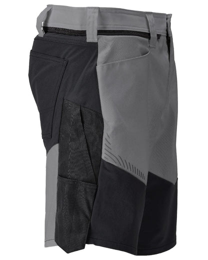 Stone Grey Black Coloured Mascot Workwear Mens Customized Stretch Zones Shorts on white background 