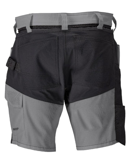 Stone Grey Black Coloured Mascot Workwear Mens Customized Stretch Zones Shorts on white background 