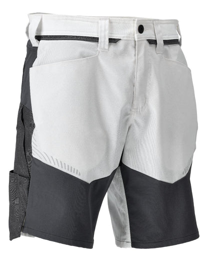 White Stone Grey Coloured Mascot Workwear Mens Customized Stretch Zones Shorts on white background 