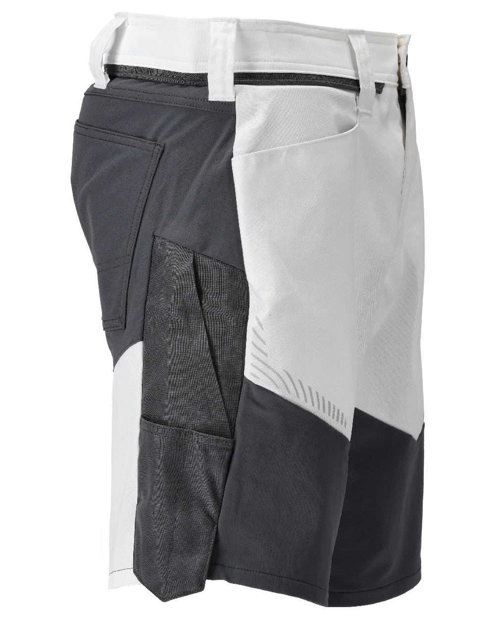White Stone Grey Coloured Mascot Workwear Mens Customized Stretch Zones Shorts on white background 