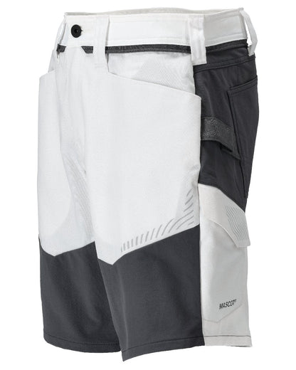White Stone Grey Coloured Mascot Workwear Mens Customized Stretch Zones Shorts on white background 
