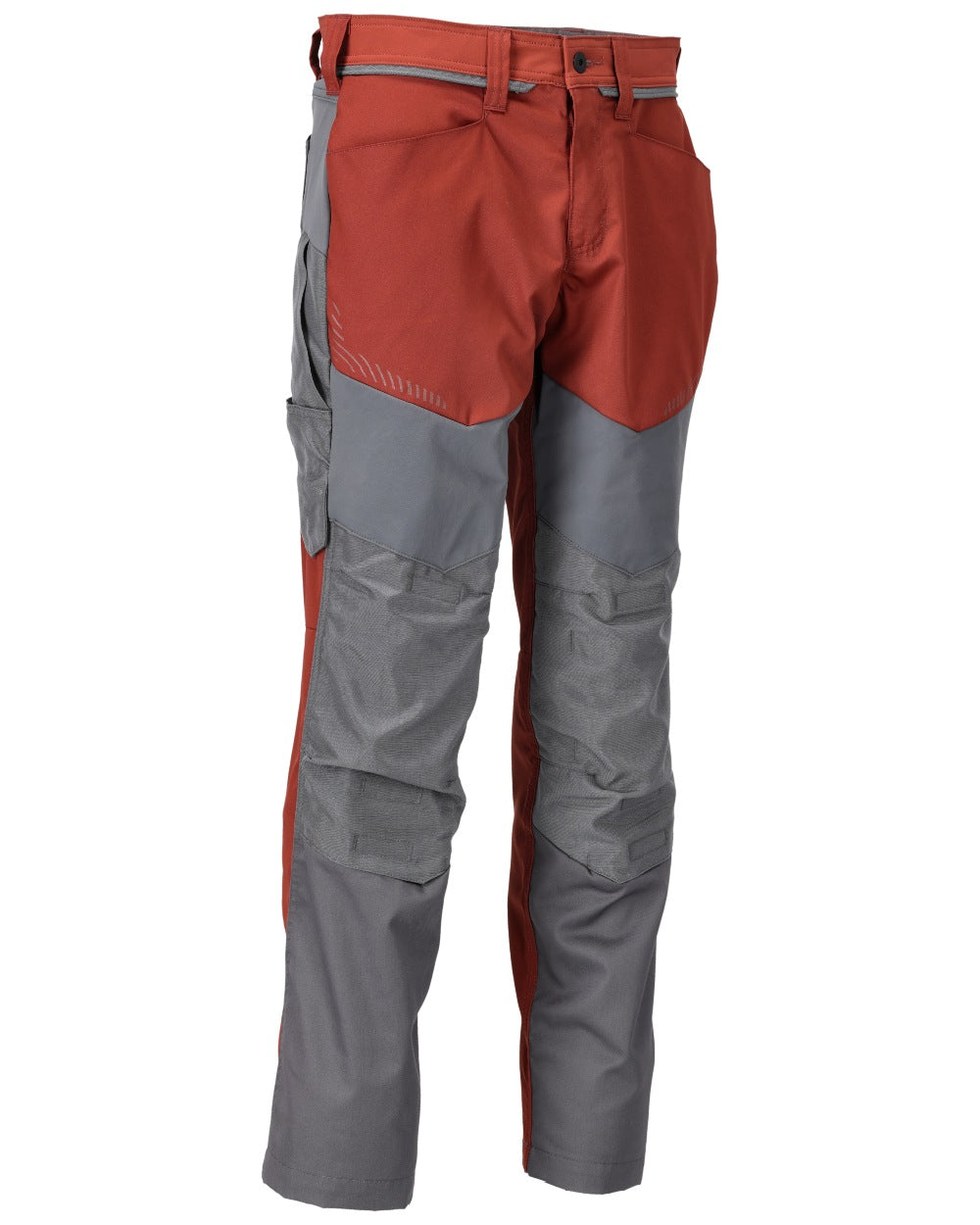 Autumn Red Stone Grey Coloured Mascot Workwear Mens Customized Trousers With Kneepad Pockets on white background 