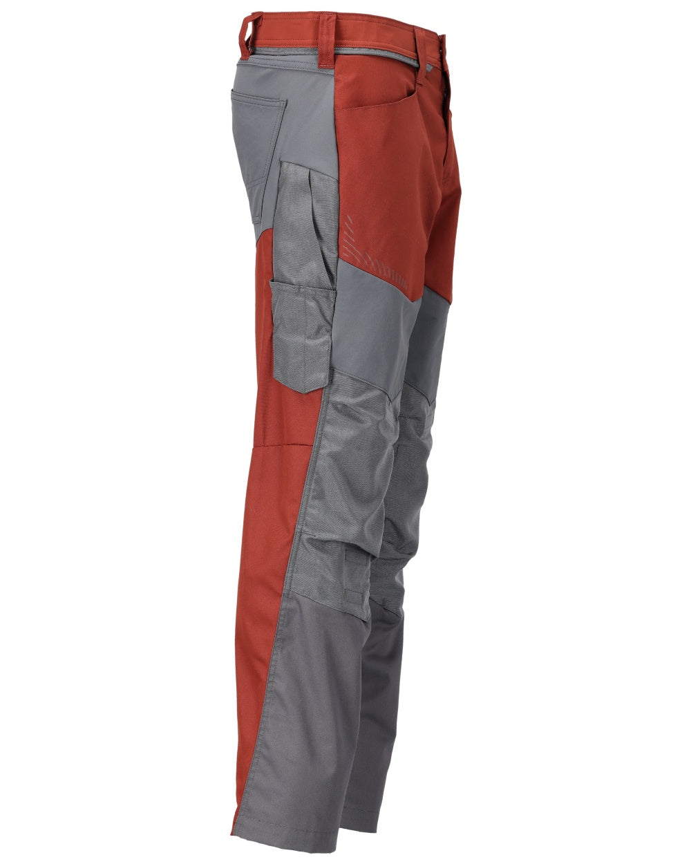Autumn Red Stone Grey Coloured Mascot Workwear Mens Customized Trousers With Kneepad Pockets on white background 