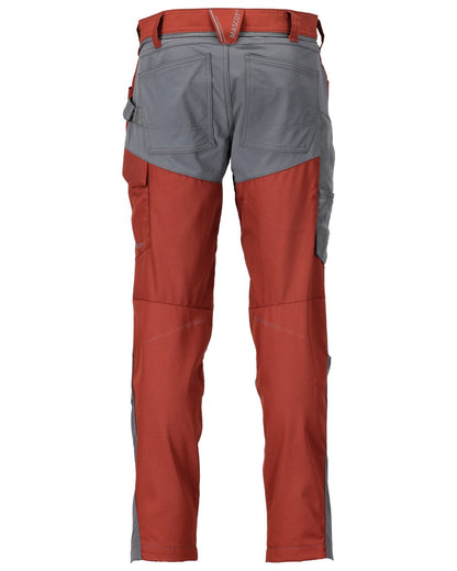 Autumn Red Stone Grey Coloured Mascot Workwear Mens Customized Trousers With Kneepad Pockets on white background 