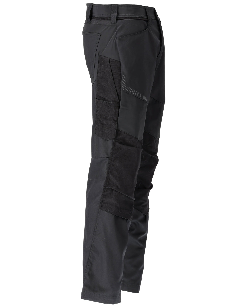 Black Coloured Mascot Workwear Mens Customized Trousers With Kneepad Pockets on white background 