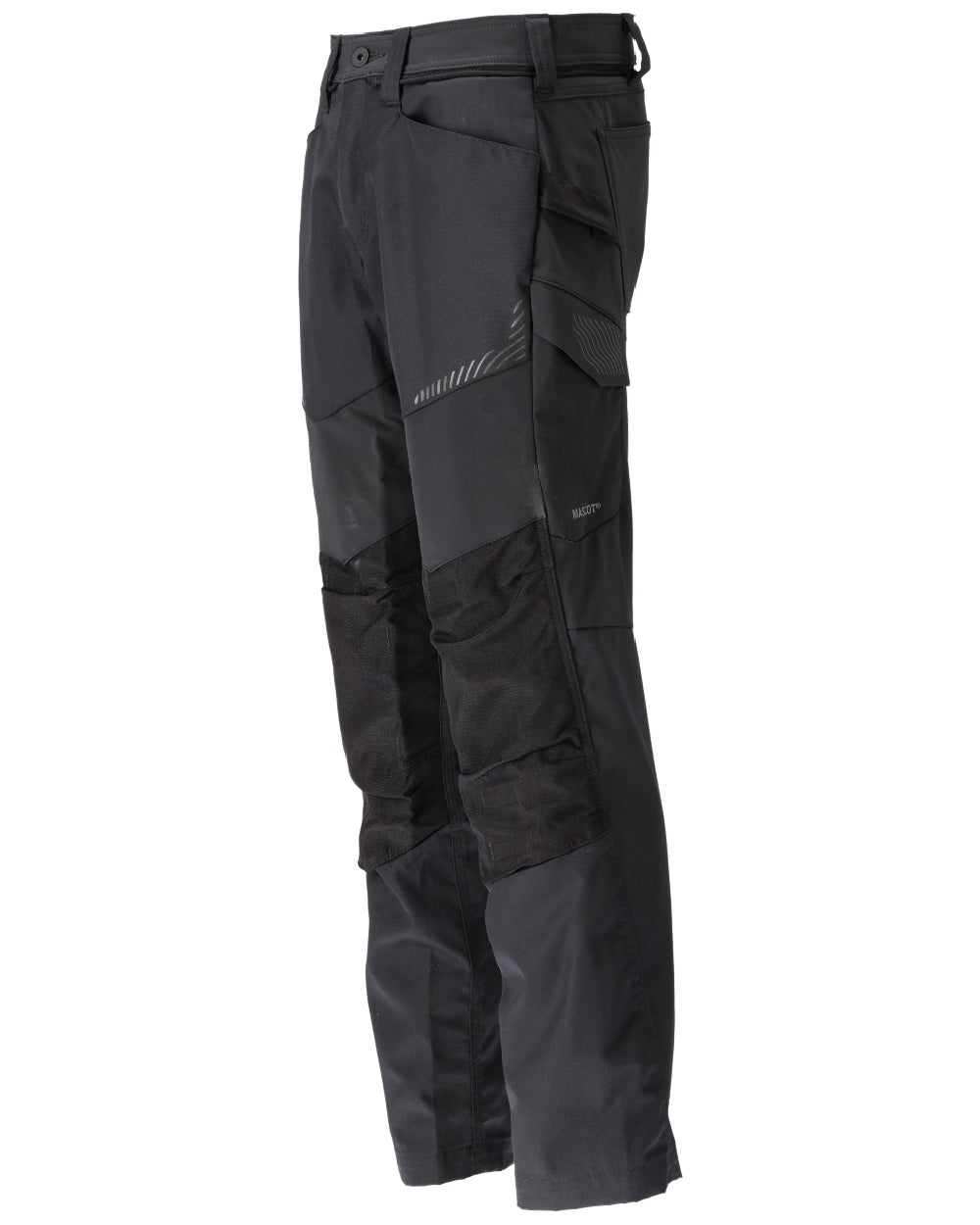 Black Coloured Mascot Workwear Mens Customized Trousers With Kneepad Pockets on white background 