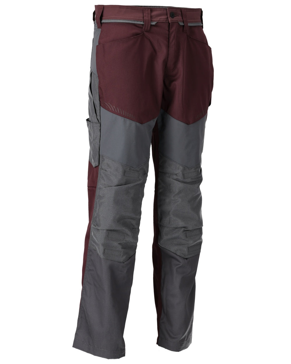 Bordeaux Stone Grey Coloured Mascot Workwear Mens Customized Trousers With Kneepad Pockets on white background 