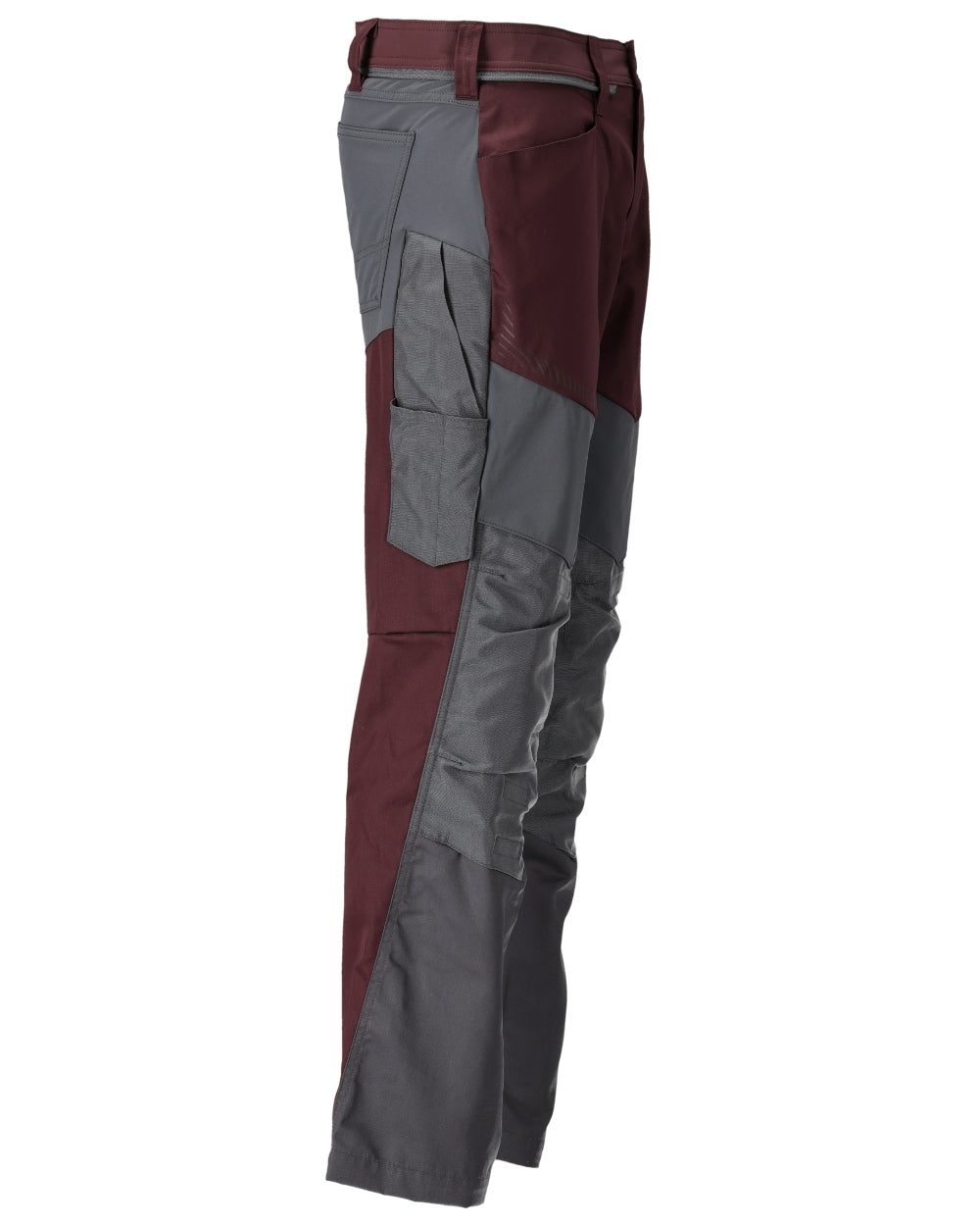 Bordeaux Stone Grey Coloured Mascot Workwear Mens Customized Trousers With Kneepad Pockets on white background 