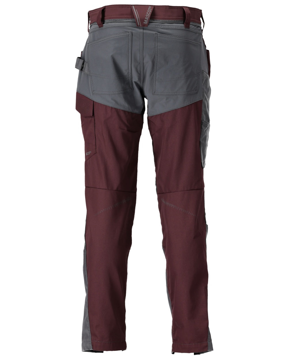 Bordeaux Stone Grey Coloured Mascot Workwear Mens Customized Trousers With Kneepad Pockets on white background 