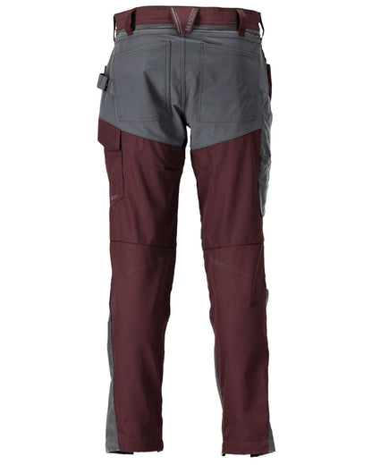Bordeaux Stone Grey Coloured Mascot Workwear Mens Customized Trousers With Kneepad Pockets on white background 