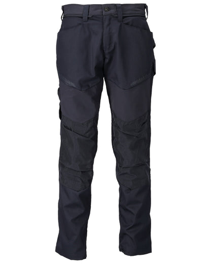 Dark Navy Coloured Mascot Workwear Mens Customized Trousers With Kneepad Pockets on white background 