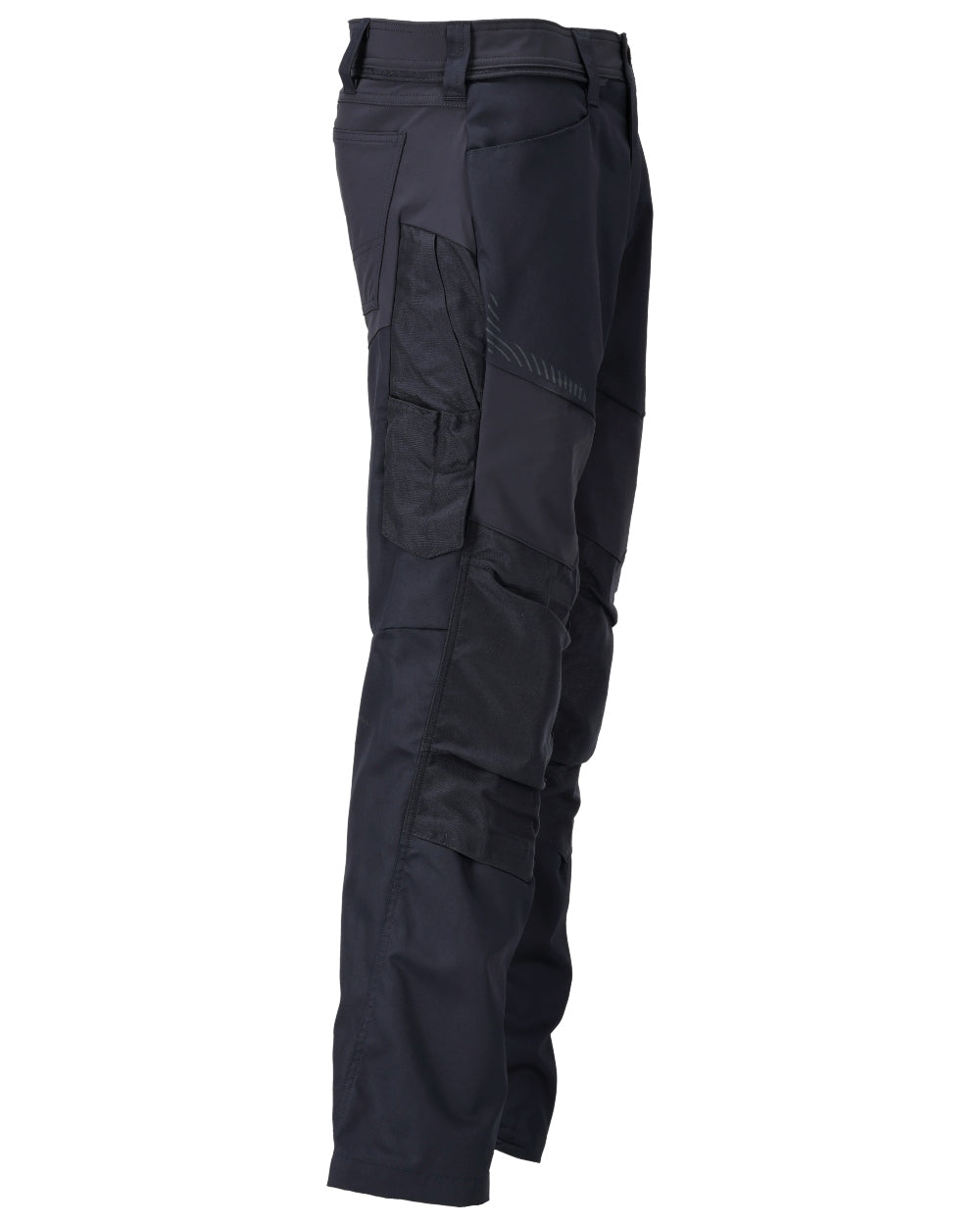 Dark Navy Coloured Mascot Workwear Mens Customized Trousers With Kneepad Pockets on white background 