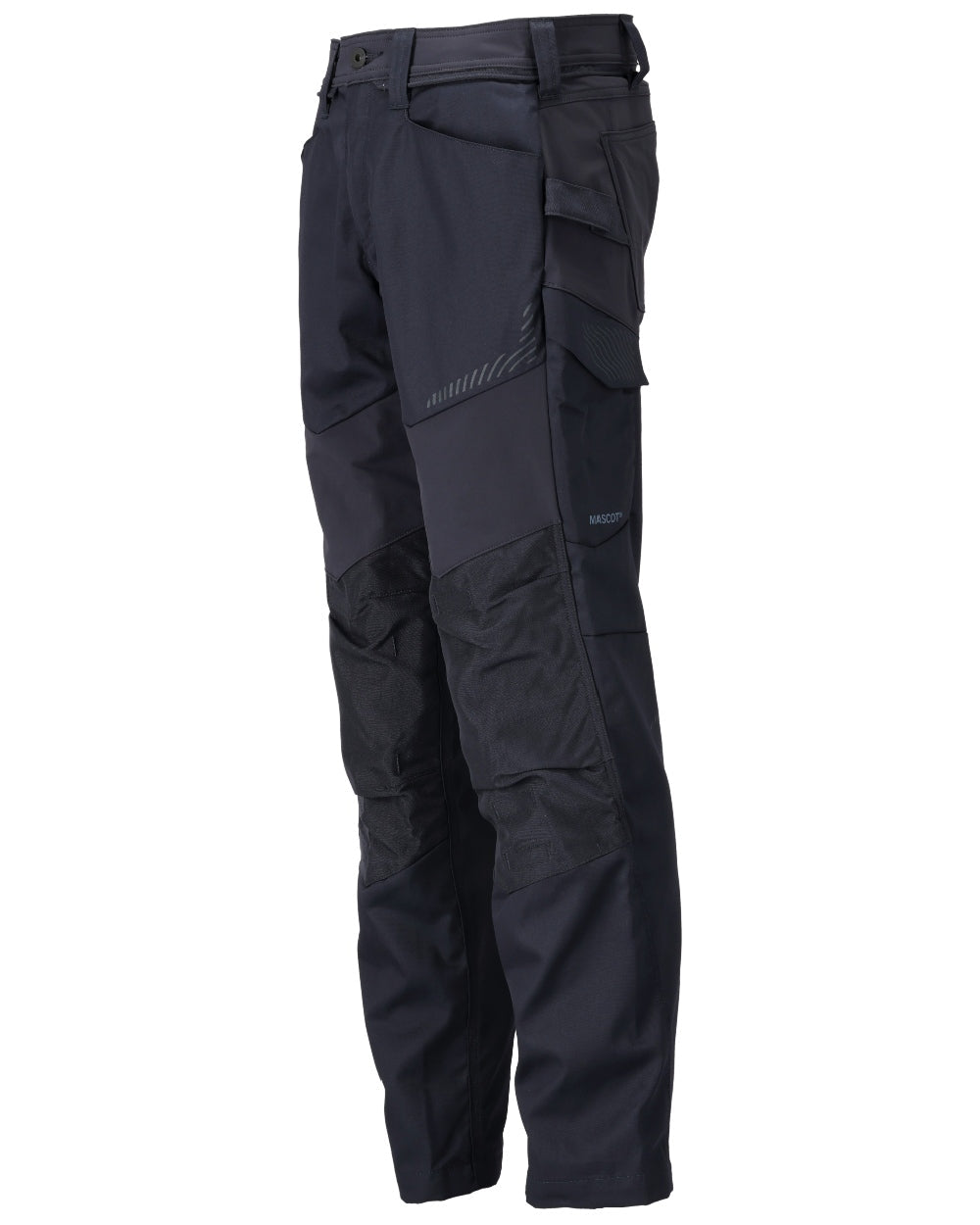 Dark Navy Coloured Mascot Workwear Mens Customized Trousers With Kneepad Pockets on white background 
