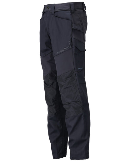 Dark Navy Coloured Mascot Workwear Mens Customized Trousers With Kneepad Pockets on white background 
