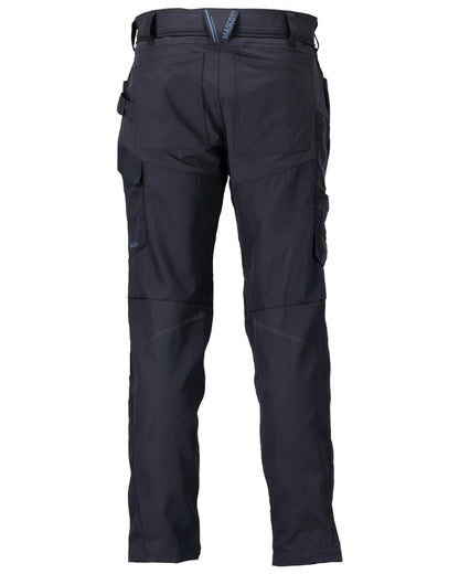 Dark Navy Coloured Mascot Workwear Mens Customized Trousers With Kneepad Pockets on white background 