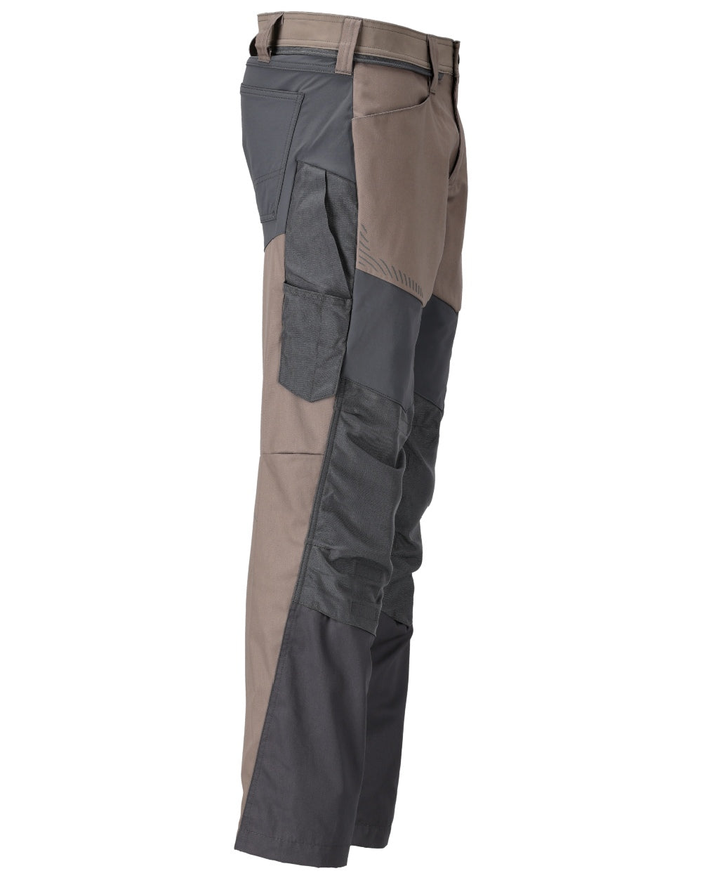 Dark Sand Stone Grey Coloured Mascot Workwear Mens Customized Trousers With Kneepad Pockets on white background 