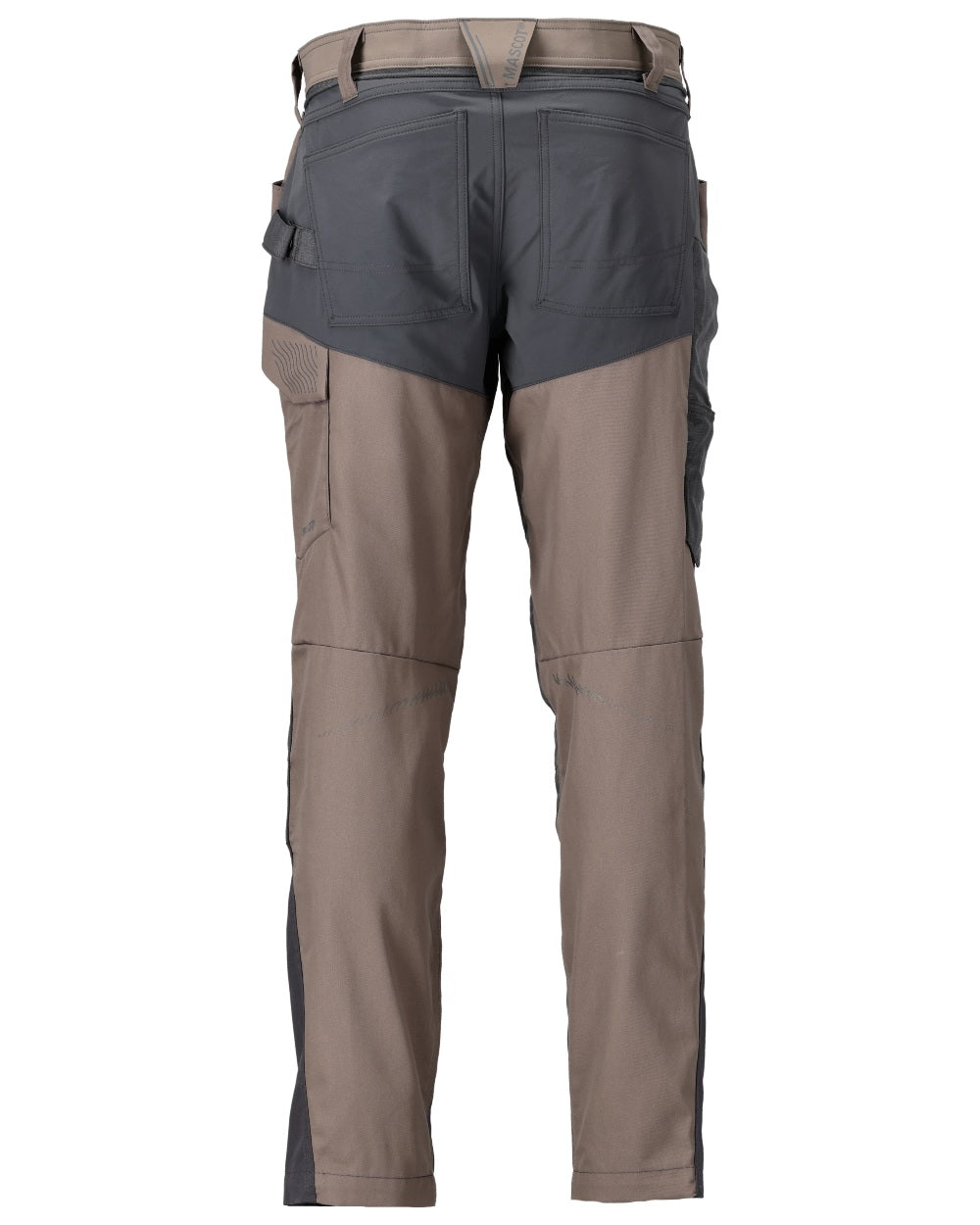 Dark Sand Stone Grey Coloured Mascot Workwear Mens Customized Trousers With Kneepad Pockets on white background 