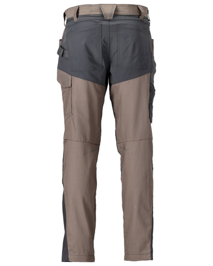 Dark Sand Stone Grey Coloured Mascot Workwear Mens Customized Trousers With Kneepad Pockets on white background 